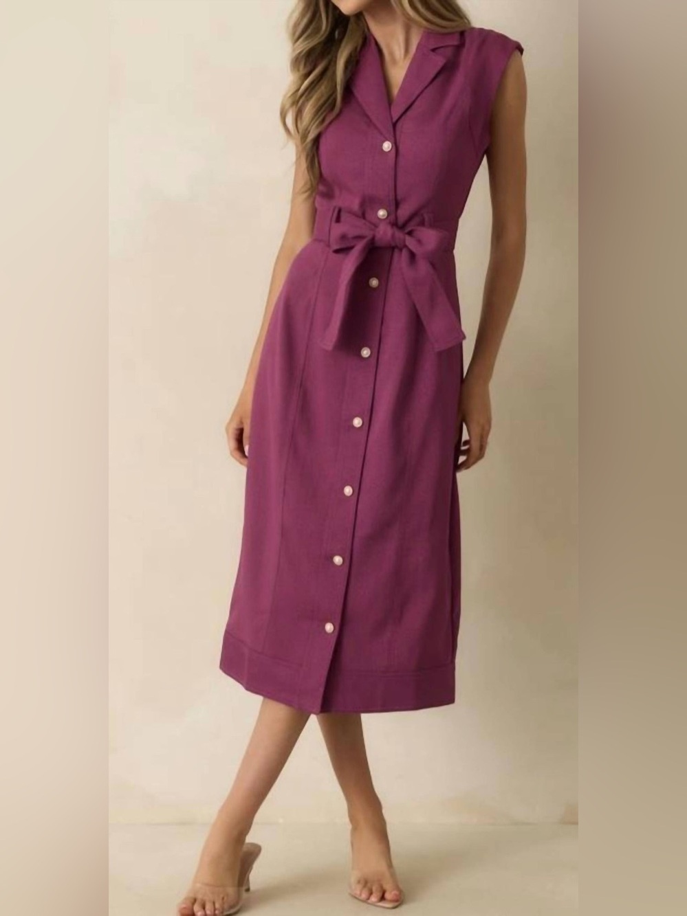 NWT Prosperina Jacqueline Plum Wine Midi Shirt Dress S $188 Sold Out At Saks